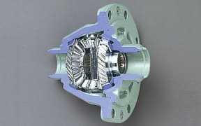 Cross-sectional 3D view of a rotary motor showing housing, rotor, and stator with windings.